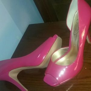 Jessica Simpson 4in Pink Heels Sexy Exotic opentoe